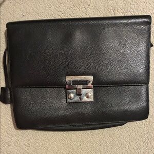 Salvatore Ferragamo Black Leather Clutch👝